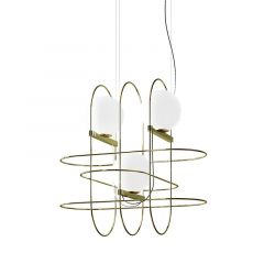 Lampe FontanaArte Setareh suspension avec trois balles - Lampe design moderne italien