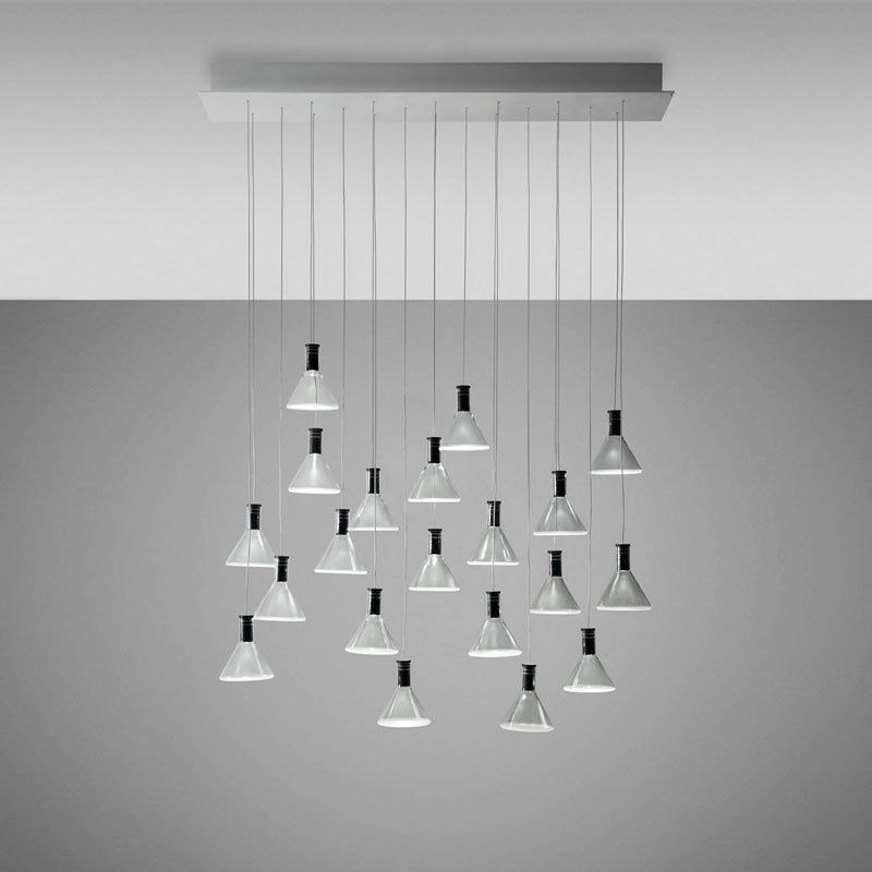Lampe Fabbian Multispot Polair lampe suspension avec carré rosette