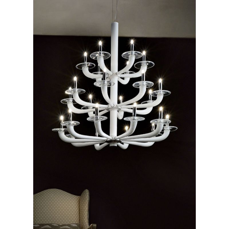 De Majo Tradizione Natural, three-level classic suspension chandelier lamp