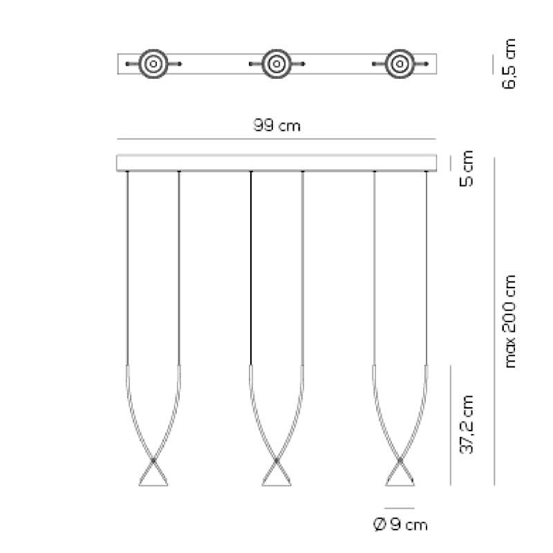 Lampe AxoLight Jewel suspension linéaire