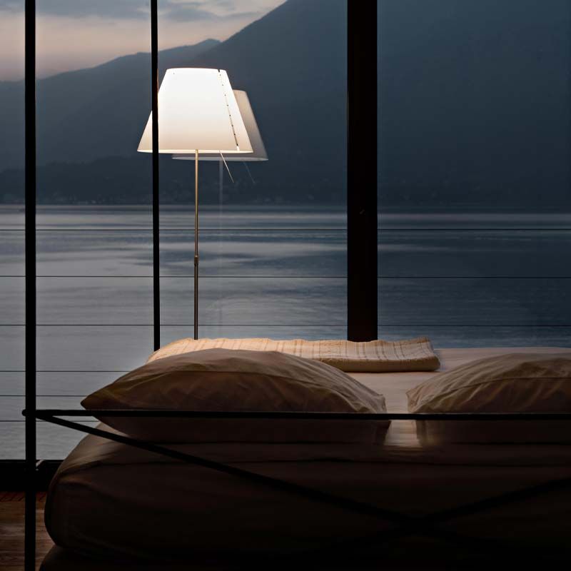Luceplan Costanza floor lamp with switch and fixed stem lamp
