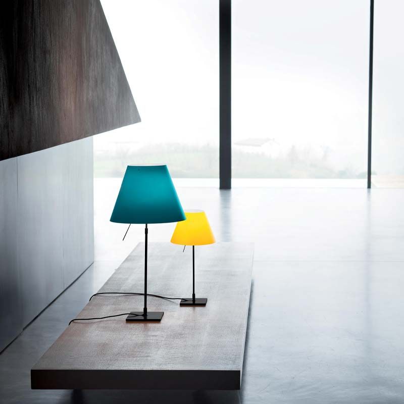 Luceplan Costanza table lamp with switch and fixed stem lamp