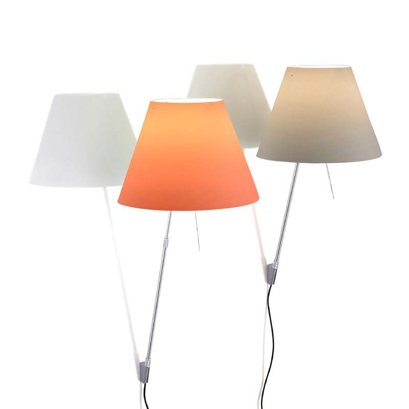 Luceplan Costanza wall lamp with switch and fixed stem lamp